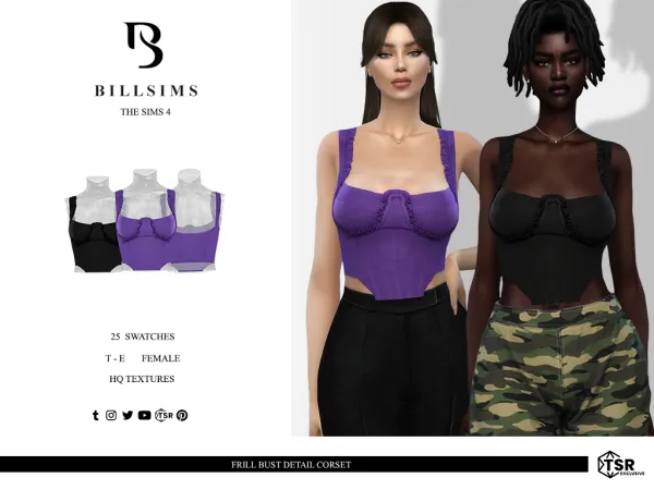 Alpha Frill Bust Detail Corset ( ) - The Sims 4 Custom Content