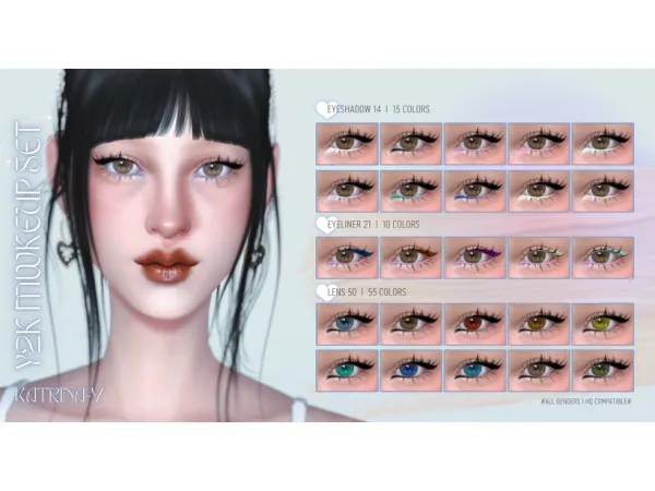 Alpha Y2K makeup set_Remake version - The Sims 4 Custom Content