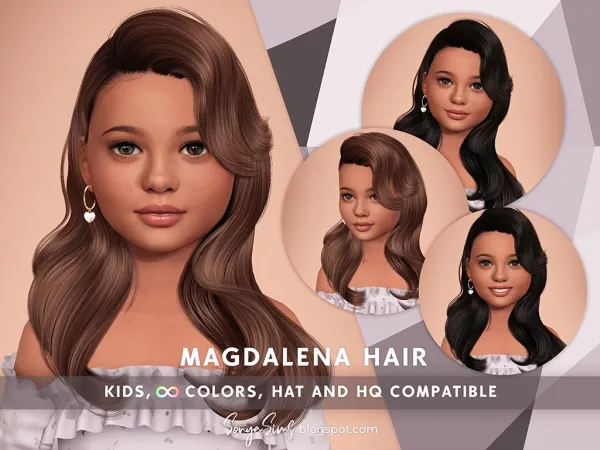 Alpha magdalena hair kids by sonyasims - The Sims 4 Custom Content
