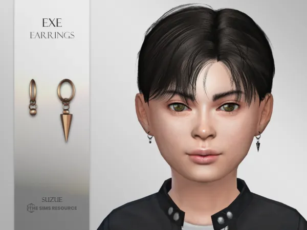 Alpha Exe Earrings Child - The Sims 4 Custom Content