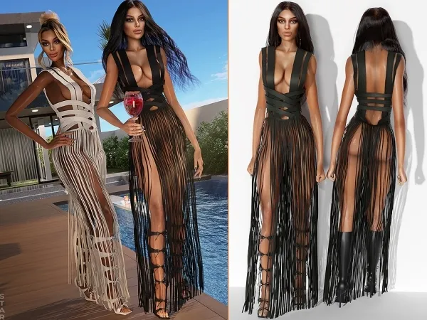 Alpha Tassel Noir Gown by cool_content_star - The Sims 4 custom content