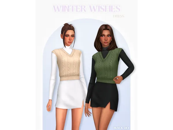 Maxis Match Winter Wishes Dress by blacklilysims - The Sims 4 Custom Content