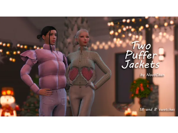 Mix Two Puffer Jackets by NoobChanCC - The Sims 4 Custom Content