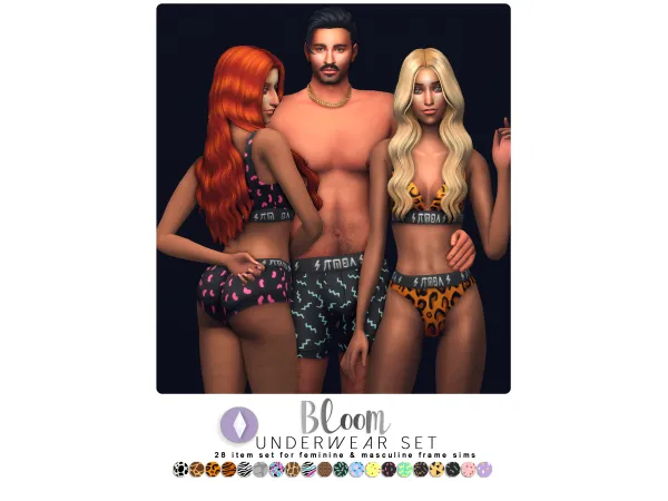 Maxis Match Bloom Underwear Set Recolors by nucrests - The Sims 4 Custom Content