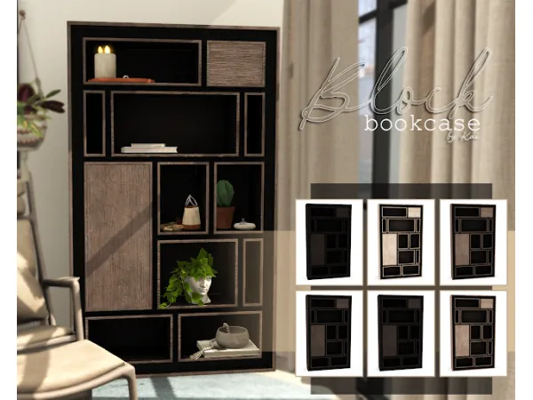 Alpha BLOCK BOOKCASE - The Sims 4 Custom Content
