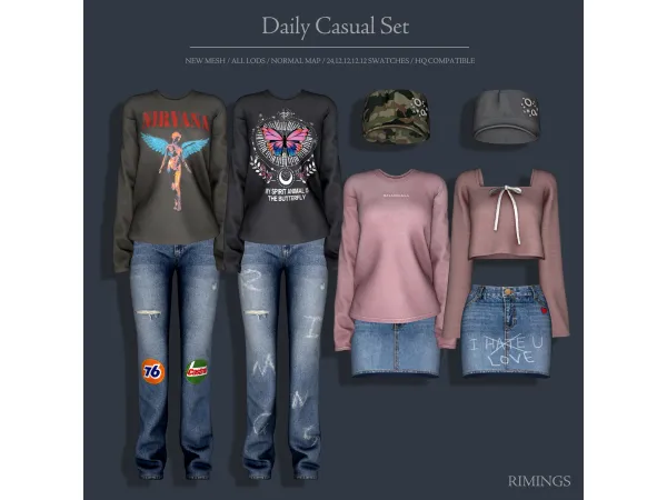 Alpha [RIMINGS] Daily Casual Set by RIMINGs - The Sims 4 Custom Content