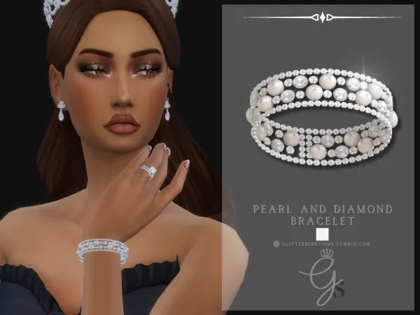 Maxis Match Pearl And Diamond Bracelet by GlitterberryFly - The Sims 4 Custom Content