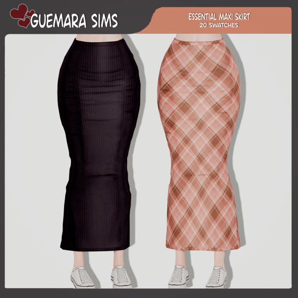 Alpha Essential Maxi Skirt set (Public now) by simsfinds - The Sims 4 Custom Content