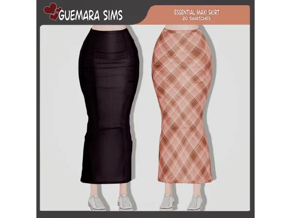 Alpha Essential Maxi Skirt set (Public now) by guemarasims - The Sims 4 Custom Content