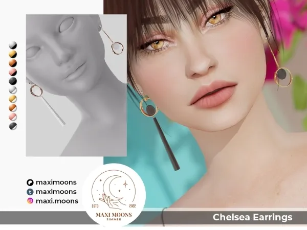 Alpha Chelsea Earrings by maximoons - The Sims 4 Custom Content