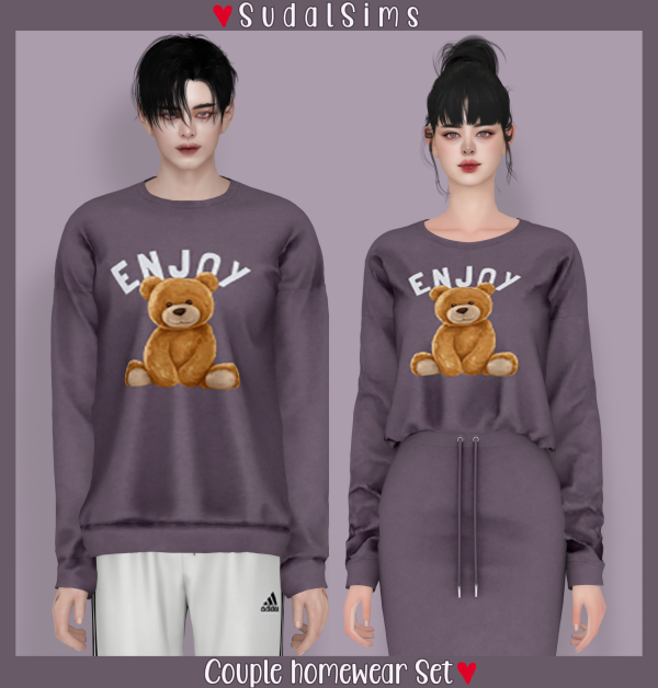 Alpha [sudal] Couple homewear Set by simsfinds - The Sims 4 Custom Content