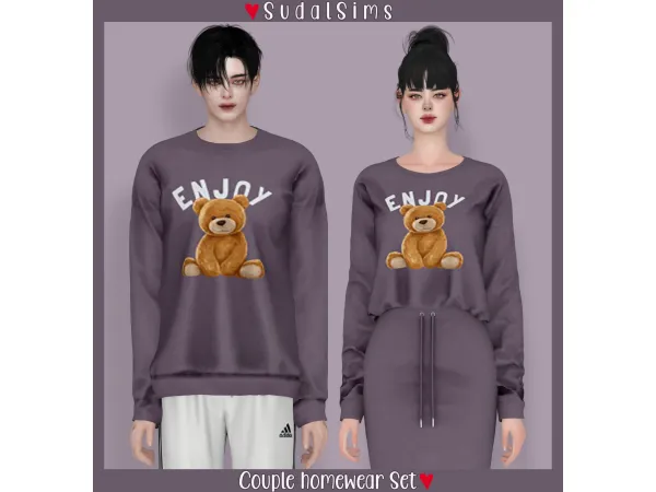 Alpha [sudal] Couple homewear Set by sudalsims - The Sims 4 Custom Content