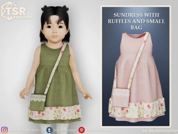 Alpha Sundress with ruffles and small bag in 6 colors for toddlers - The Sims 4 Custom Content