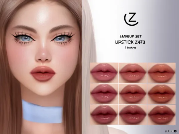 Alpha ZENX LIPSTICK Z473 EYELINER Z53 BLUSH Z128 EYEBROW Z63 - The Sims 4 Custom Content