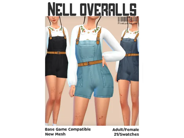 Maxis Match Nell overalls shorts - The Sims 4 Custom Content