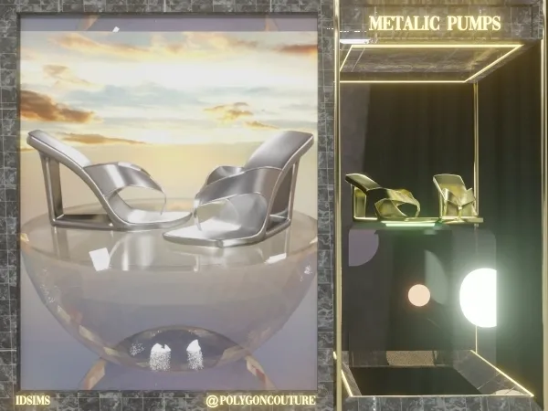 Alpha Metalic pumps by polygoncouture - The Sims 4 custom content