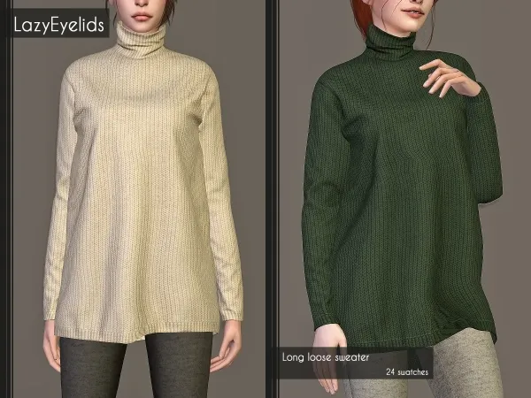 Alpha Long loose sweater - The Sims 4 Custom Content