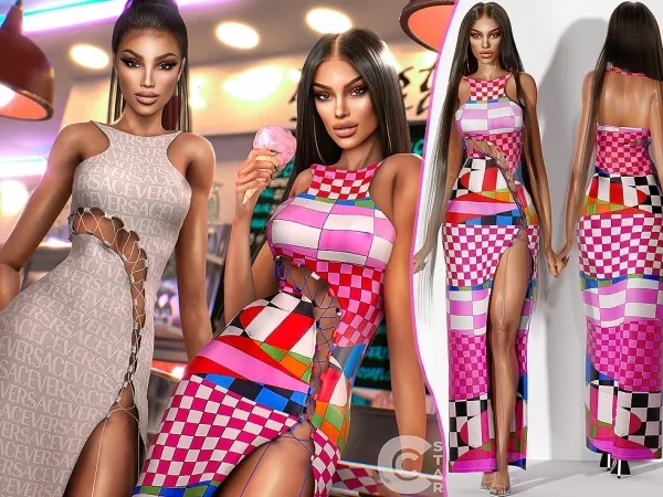 Alpha Cut Out Lace Up Dress from Venice Film Festival cool_content_star - The Sims 4 Custom Content