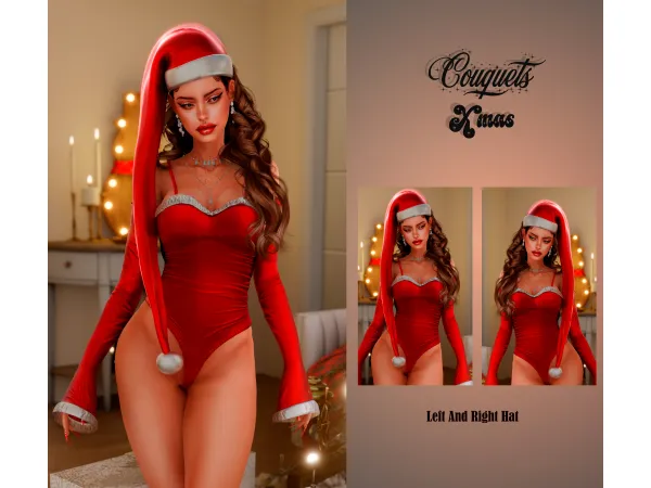 Alpha Miss Claus Hat by Couquetts - The Sims 4 Custom Content