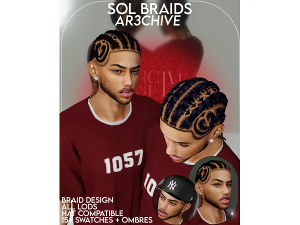 Alpha Sol Braids by ar3chive - The Sims 4 Custom Content