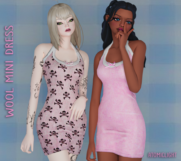 Alpha Wool Mini dress by atomiclight - The Sims 4 Custom Content