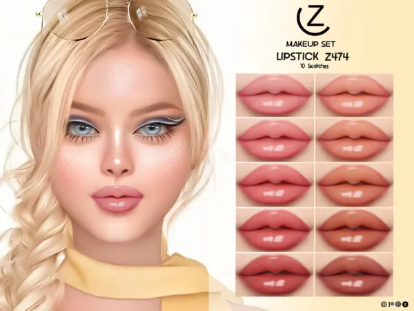 Alpha ZENX EYESHADOW Z254 LIPSTICK Z474 BLUSH Z129 EYEBROW Z64 HIGHLIGHTER Z18 - The Sims 4 Custom Content