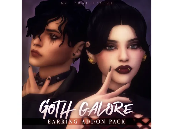 Mix GOTH GALORE Earring Addon Pack by pralinesims - The Sims 4 Custom Content