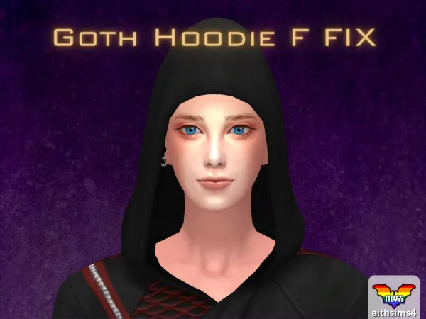Maxis Match Goth Hoodie F fix by aithsims update - The Sims 4 Custom Content