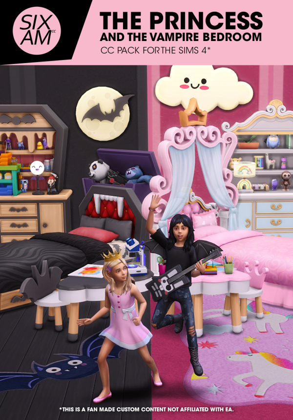 Maxis Match The Princess and the Vampire Kids Bedroom ( Pack for ) by simsfinds - The Sims 4 Custom Content