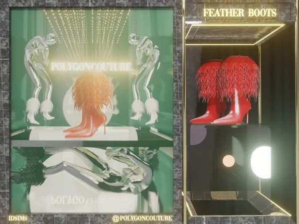 Mix Feather Boots by polygoncouture - The Sims 4 Custom Content