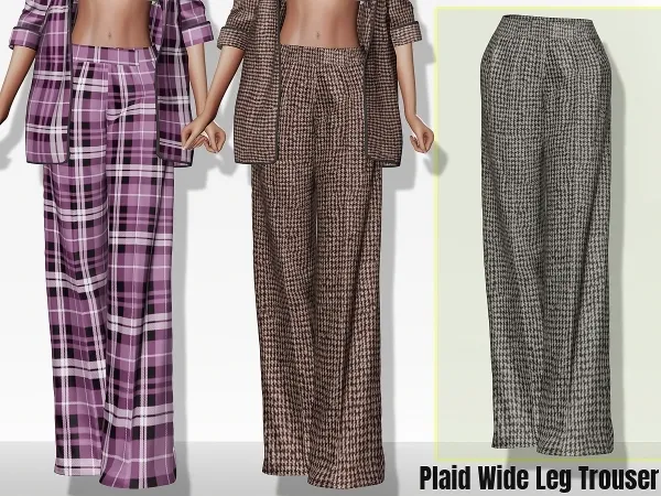 Alpha Plaid Wide Leg Trouser cool_content_star - The Sims 4 Custom Content
