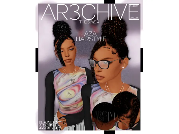 Alpha Aza Hairstyle by ar3chive - The Sims 4 Custom Content