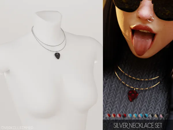Mix Silver necklace set - The Sims 4 Custom Content