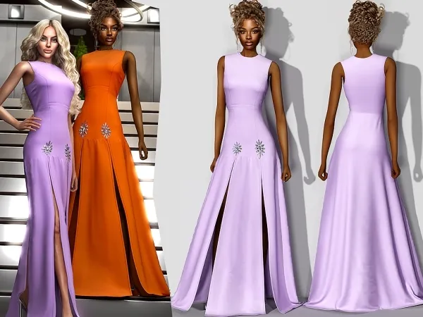 Alpha Dual High Slit Dress with Crystals cool_content_star by cool_content_star - The Sims 4 Custom Content