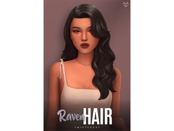 Maxis Match Raven Hair(Download) by TwistedCat - The Sims 4 Custom Content