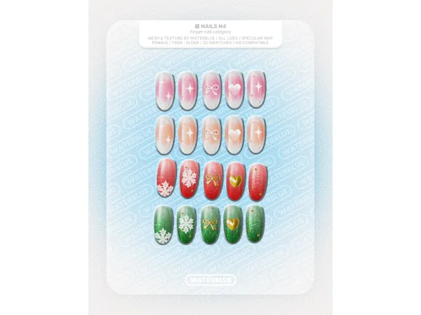 Alpha NAILS N4 by waterblue - The Sims 4 Custom Content