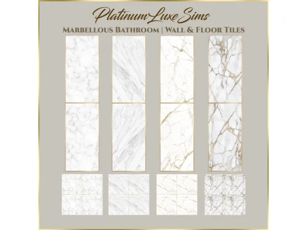 Alpha Marbellous Bathroom Wall Floor Tiles by Platinumluxesims - The Sims 4 Custom Content