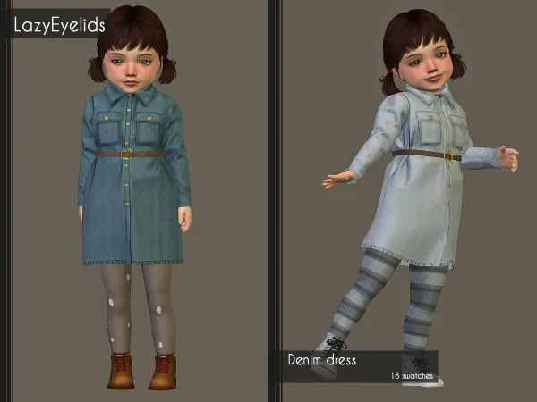 Alpha Denim dress - The Sims 4 Custom Content