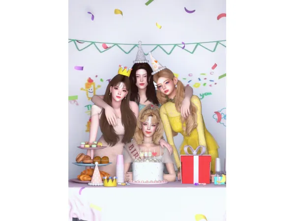 Alpha [BxLxOxS] It's my day Acc set by BONGDDI - The Sims 4 Custom Content