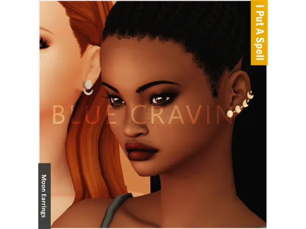 Mix Blue Craving Moon Earrings - The Sims 4 Custom Content