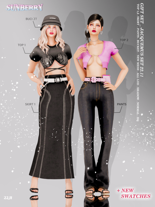 Alpha [SUNBERRY]GIFT SET_JACQUEMUS SET by simsfinds - The Sims 4 Custom Content