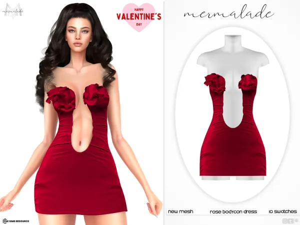 Alpha Rose Bodycon Dress - The Sims 4 Custom Content
