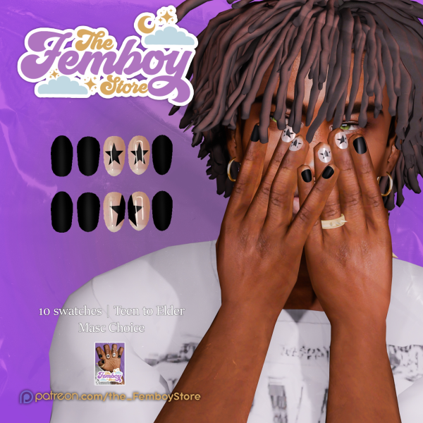 Alpha [FEMBOY] Star Nails by simsfinds - The Sims 4 Custom Content
