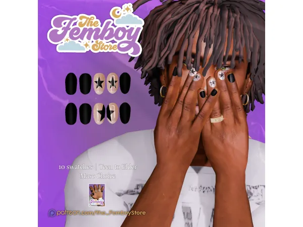 Alpha [FEMBOY] Star Nails by the_FemboyStore - The Sims 4 Custom Content