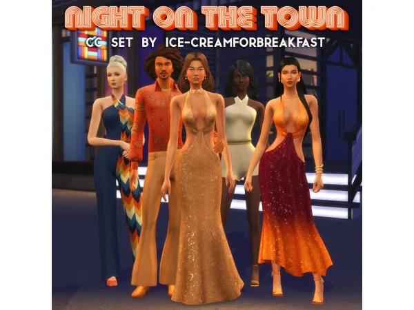 Maxis Match Night on the Town January 2024 Set by icecreamforbreakfast - The Sims 4 Custom Content