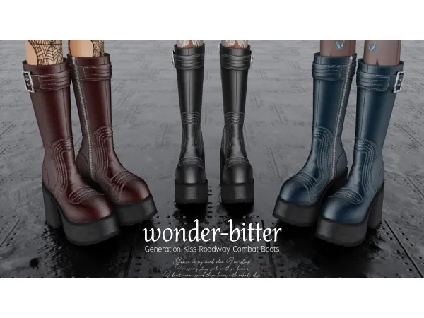 Alpha Generation Kiss Roadway Combat Boots - The Sims 4 Custom Content