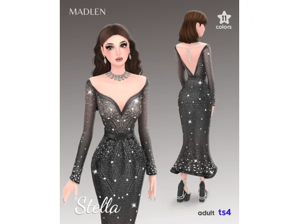 Maxis Match Stella Dress by madlen - The Sims 4 Custom Content