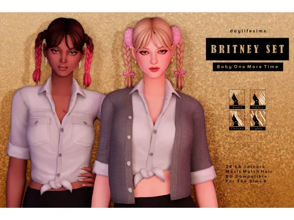 Maxis Match BRITNEY SET Baby One More Time (2 versions) by daylifesims - The Sims 4 Custom Content