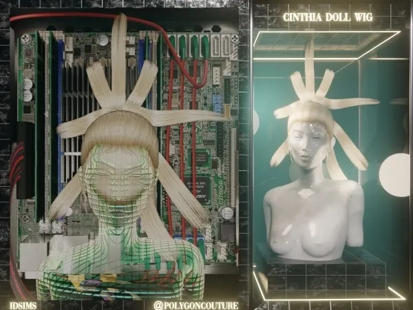 Alpha Cinthia Doll Wig by polygoncouture - The Sims 4 custom content