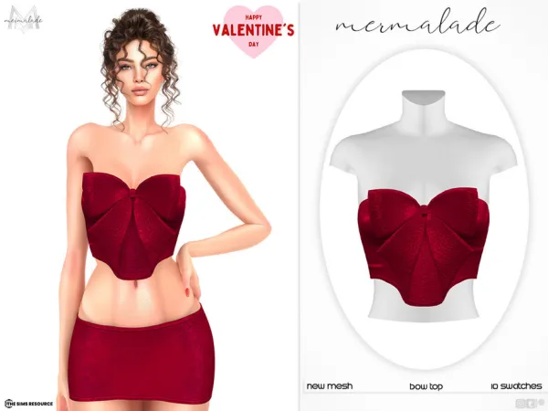 Alpha Bow Top MC 537 and Mini Skirt MC538 - The Sims 4 Custom Content